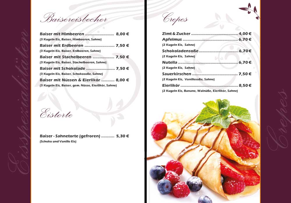 Baisereisbecher Eistorte Crepes